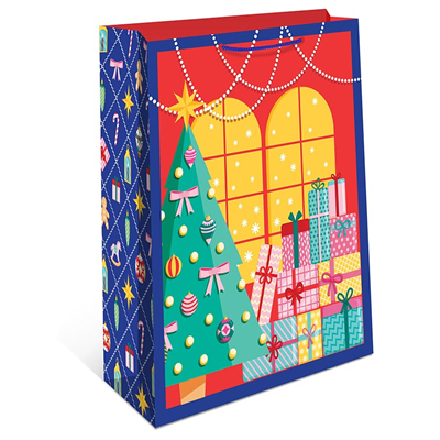 Пакет НГ Елка подарки 33х42х10см