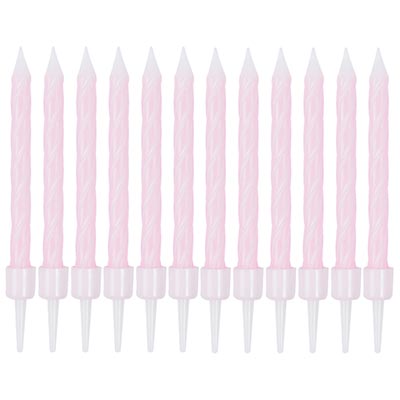 Свечи Спирали с подст Розовые 6см 12шт/G