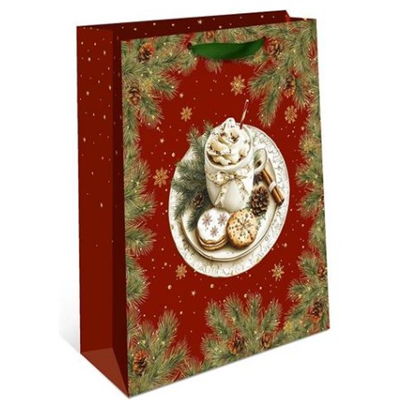 Пакет НГ Уют на красном 26х32х12см