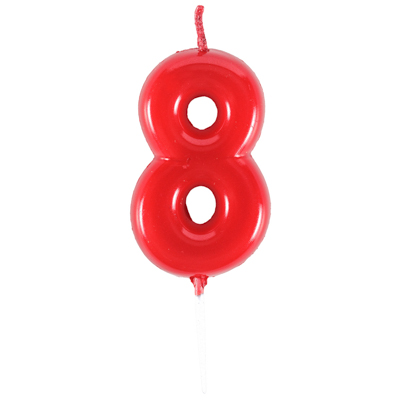 Свеча -цифра "8" Красная 4,5см/V