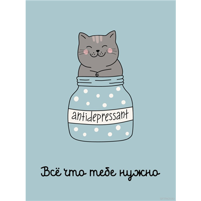 Открытка Кот - антидипрессант