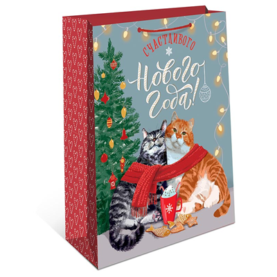 Пакет НГ Коты 18х22х10см