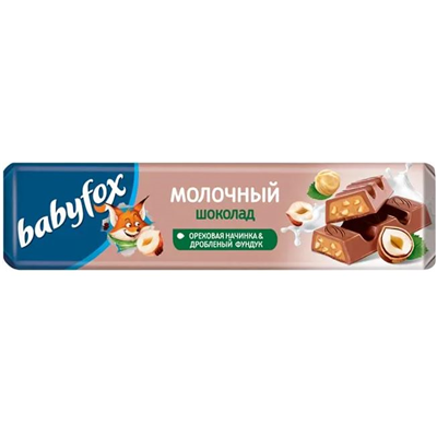 Батончик шоколад дробл фундук BabyFox45г