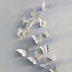 Наклейки Бабочки Серебро 8-12см 12шт асс
