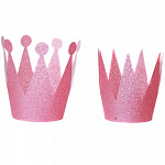 Корона Розовая пластик 2вида 6шт
