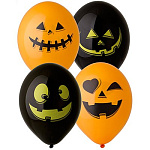 Шар с рисунком 14" Тыква черн/оранжевый