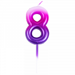 Свеча -цифра "8" Омбре розов/фиолет 6смG