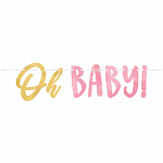 Гирлянда-буквы OH BABY фольг роз 3,7м/А